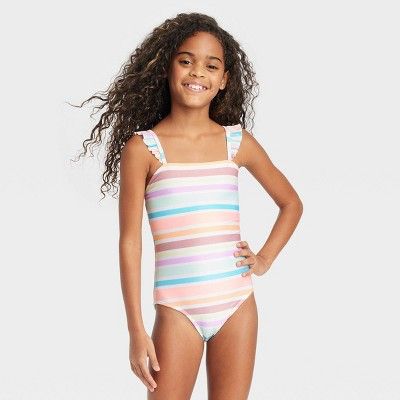 Girls' Striped Summer Sweetheart One Piece Swimsuit - Cat & Jack™ | Target