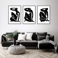 Set Of 3 Prints, Matisse Cutout Print, Abstract Wall Art, Black & White Prints, Set Posters, Henri G | Etsy (US)