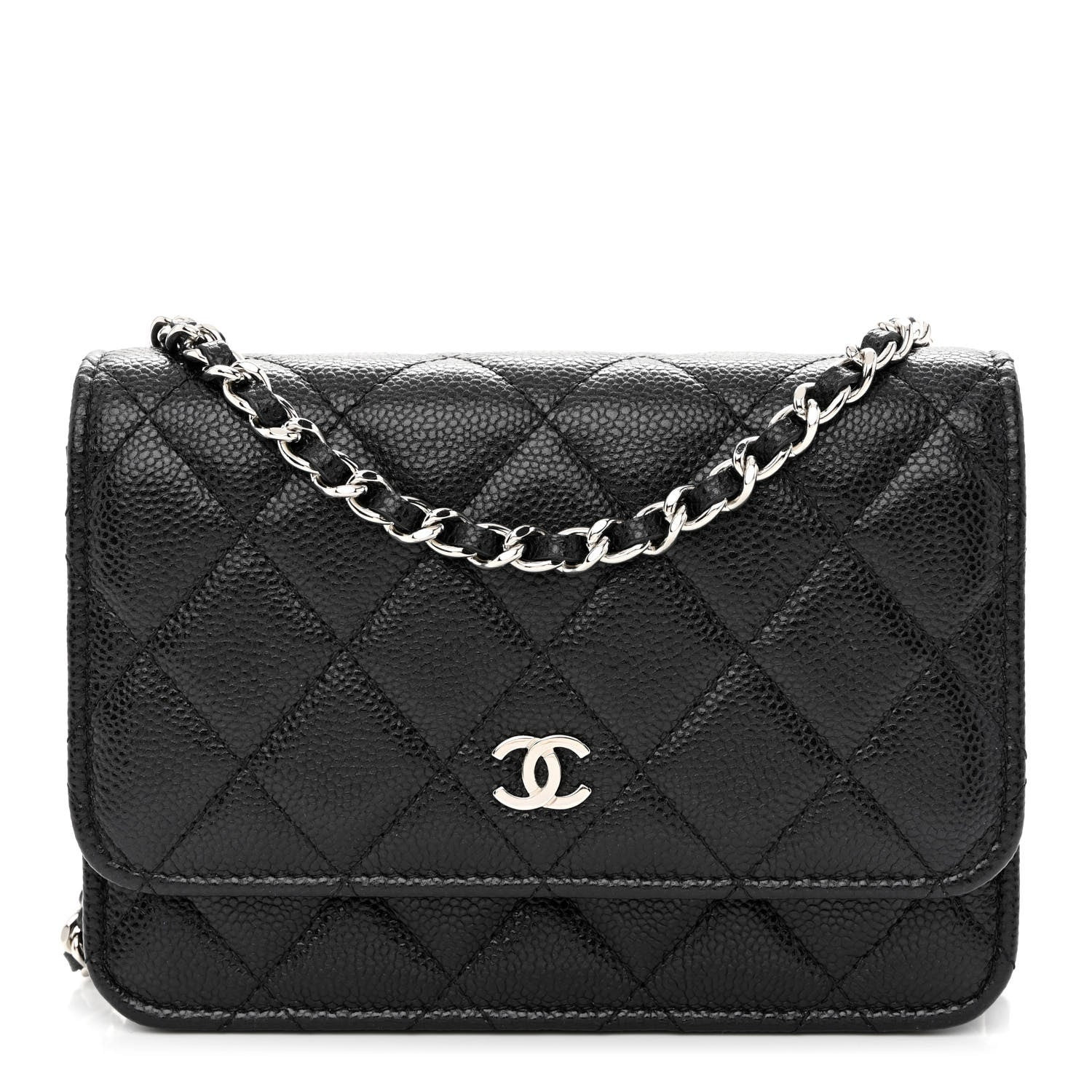 Caviar Quilted Mini Wallet On Chain WOC Black | FASHIONPHILE (US)