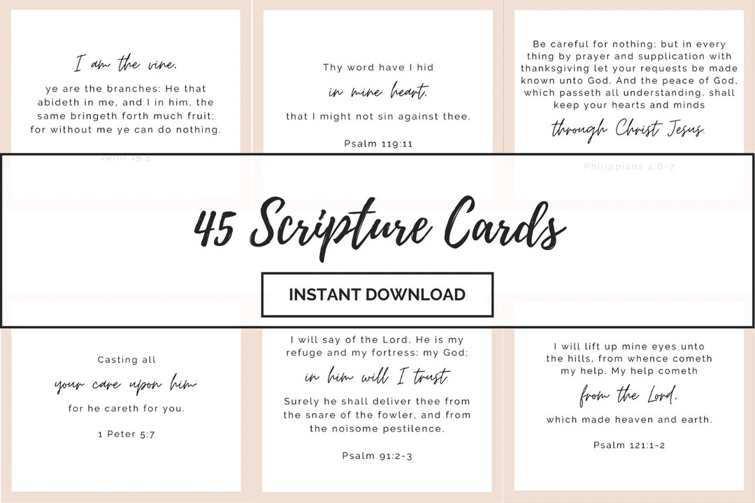 45 Instant Download Scripture Cards | Ready to Print Bible Verses | Faith-Based Scripture Cards | Etsy (US)