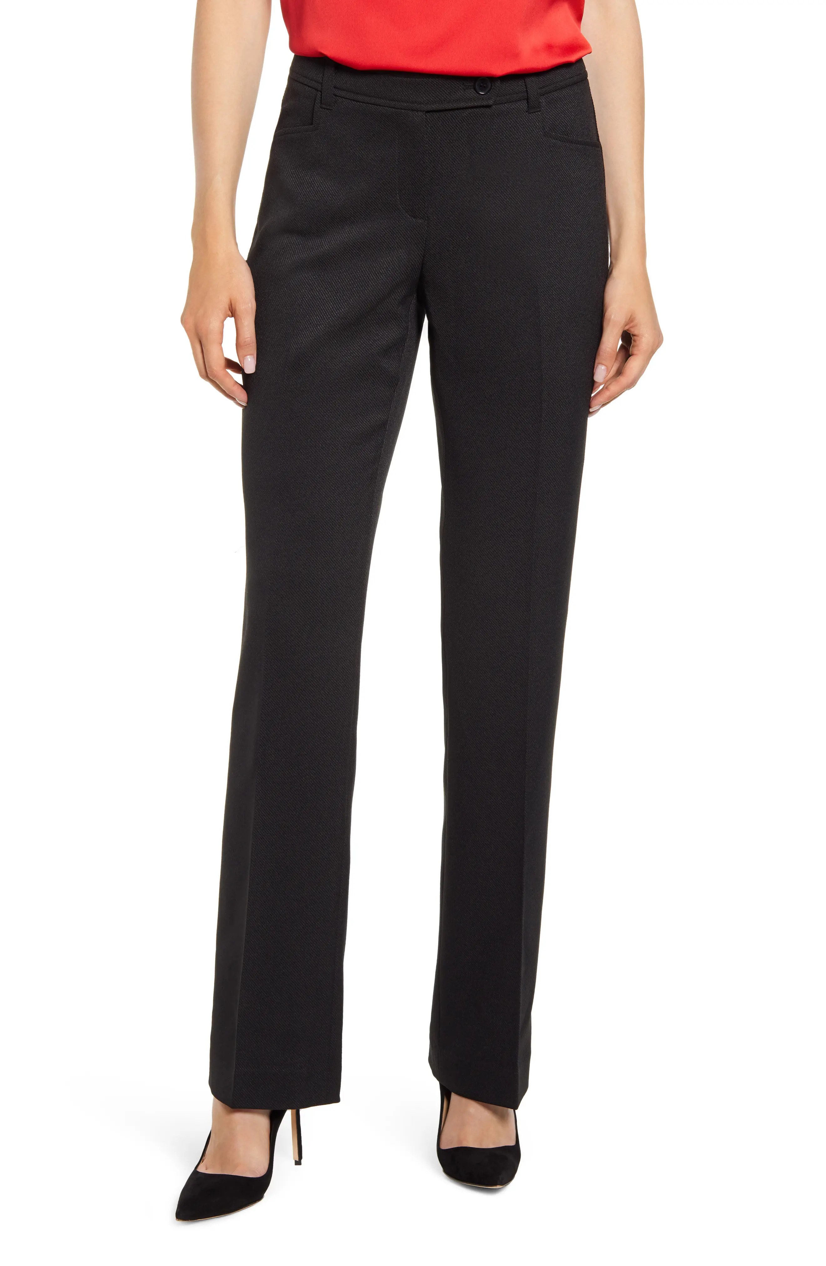 Anne Klein Mini Flare Leg Black Pants, Size 10 in Anne Black at Nordstrom | Nordstrom