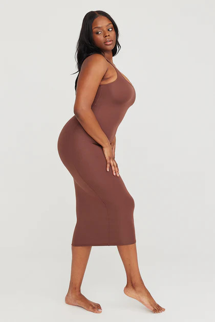 365 RACERBACK BODYCON MIDI DRESS - CHOCOLATE | TALA (UK)