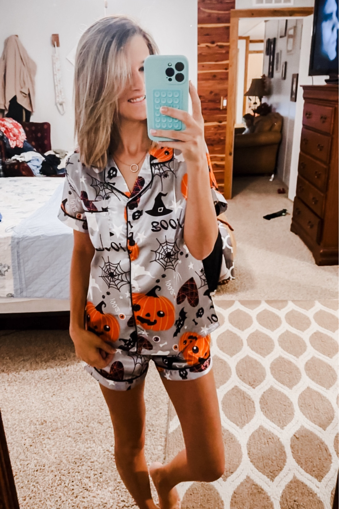 These Halloween pjs are the cutest! Perfect for the Florida fall weather and still festive. Silky and cozy 

#LTKSeasonal #LTKHome #LTKFallSale
