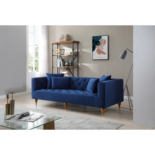 St. Charles 82.7" Velvet Tuxedo Arm Sofa | Wayfair North America