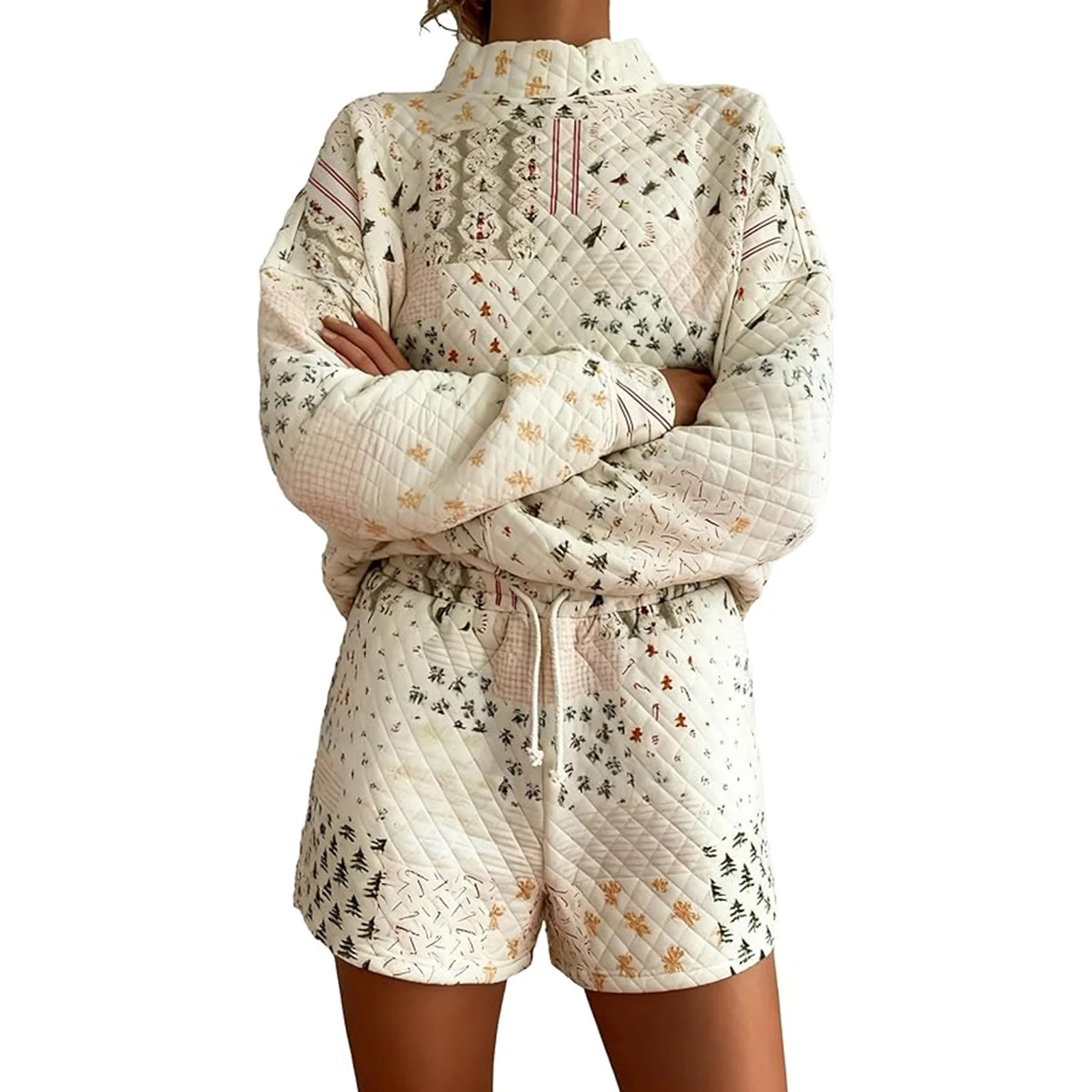 Christmas Holiday Quilted Mockneck Sweatshirt – Cozy Unisex Pullover, Winter Quilted Crewneck T... | Walmart (US)