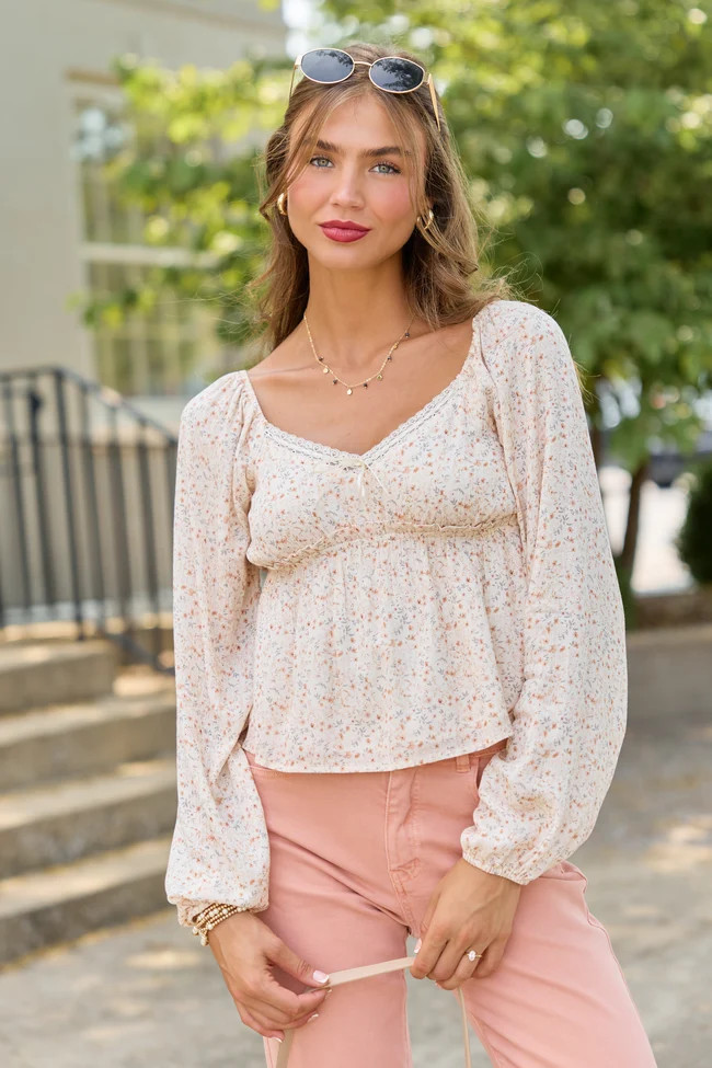 A Lovely Day Woven Long Sleeve Top | Pink Lily