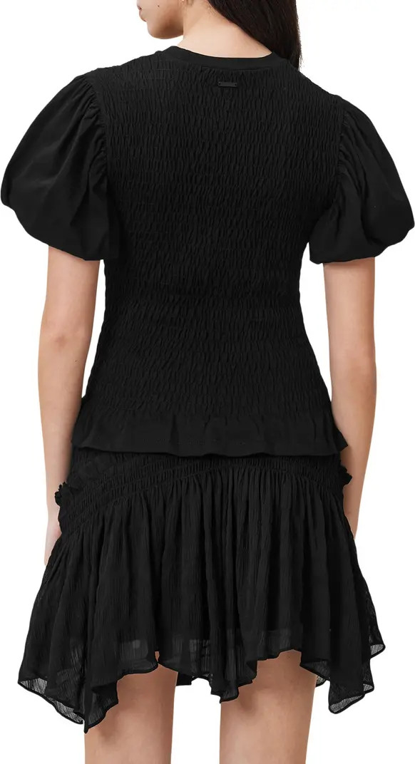 AllSaints Dael Smocked Puff Sleeve Top | Nordstrom | Nordstrom