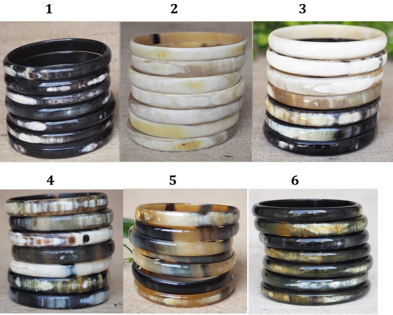 Natural Buffalo Horn Bracelet Set 07 Bangles BS06 - Etsy | Etsy (US)