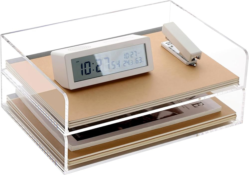 Paper Tray Organizer, Clear Acrylic Desk Organizers and Accessories, Office Supplies Organization... | Amazon (US)