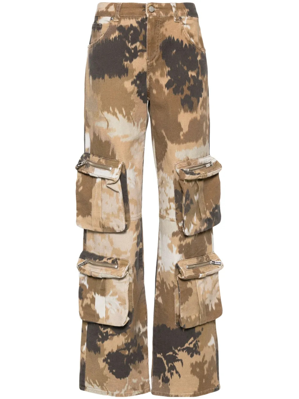 Blumarine Chiné camouflage-print Cargo Jeans | Brown | FARFETCH | Farfetch Global
