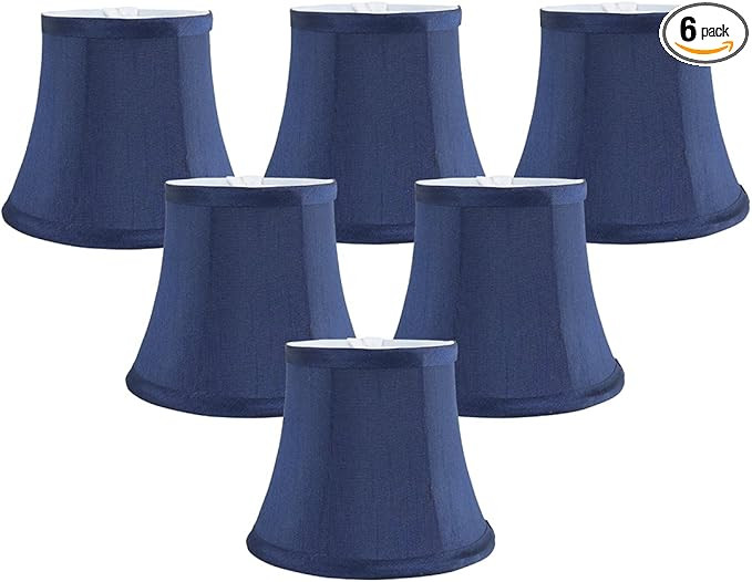 Meriville Set of 6 Blue Faux Silk Chandelier Lamp Shades – Softback Bell Shape, Clip-On Fitter ... | Amazon (US)