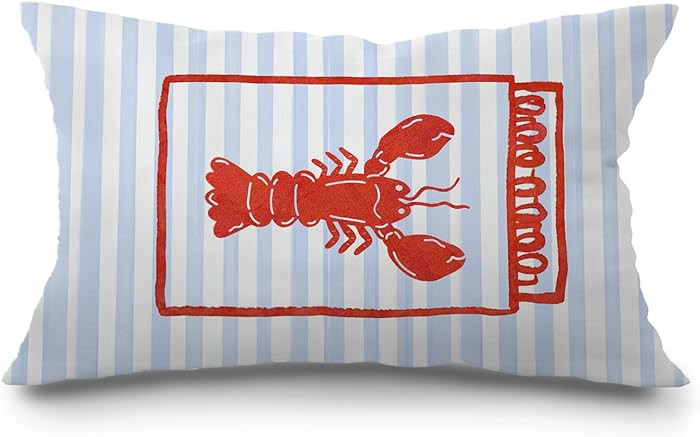 JINYO Maine Lobster Pillow Covers 12x20 inch, Preppy Coastal Decor,New England Style Decor, East ... | Amazon (US)