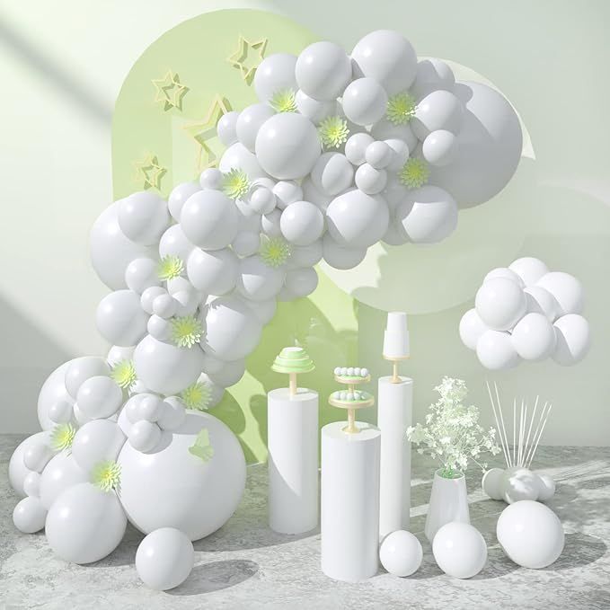 Henviro White Latex Party Balloons - 100 Pcs 5/10/12/18 Inch Balloons Helium Quality Latex Balloo... | Amazon (US)