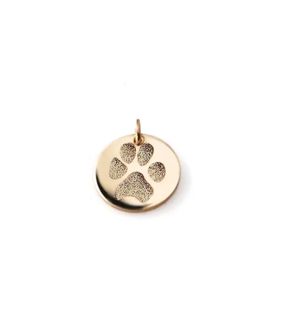 Petite Solid 14k Gold Actual Paw Print Pendant  Baby Hand or - Etsy | Etsy (US)