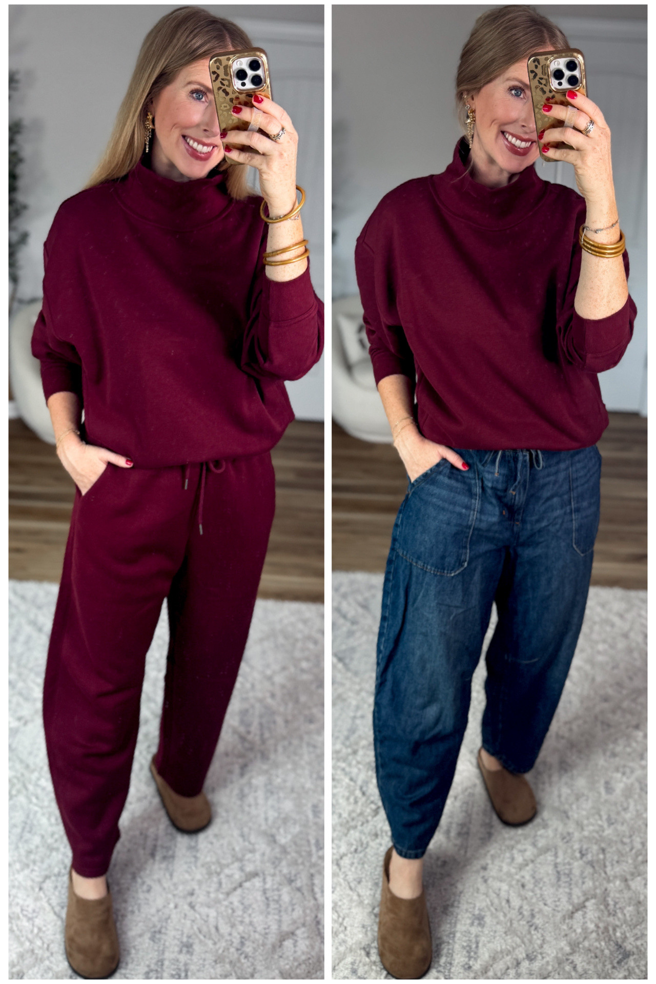 2 ways to wear this mock neck sweater from Walmart!