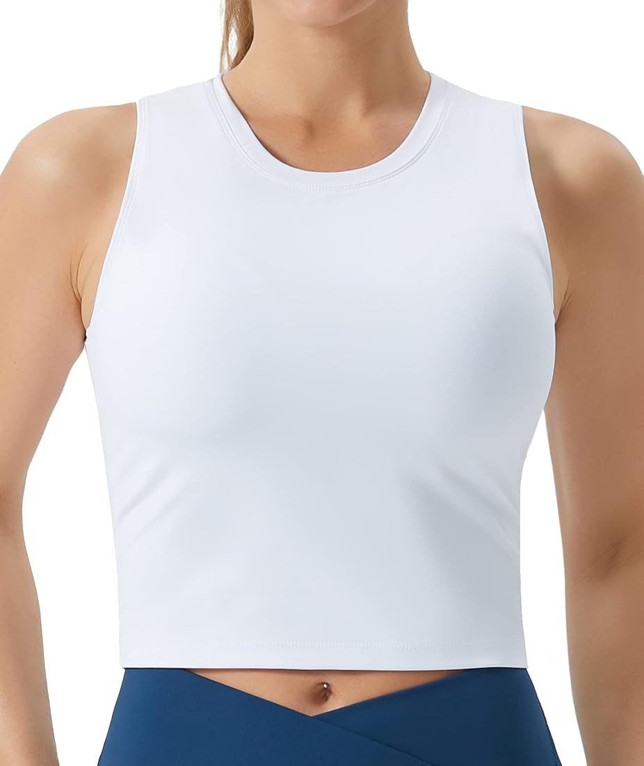 THE GYM PEOPLE Women's Medium Support Sports Bra Removable Padded Sleeveless Workout Crop Tops | Amazon (US)