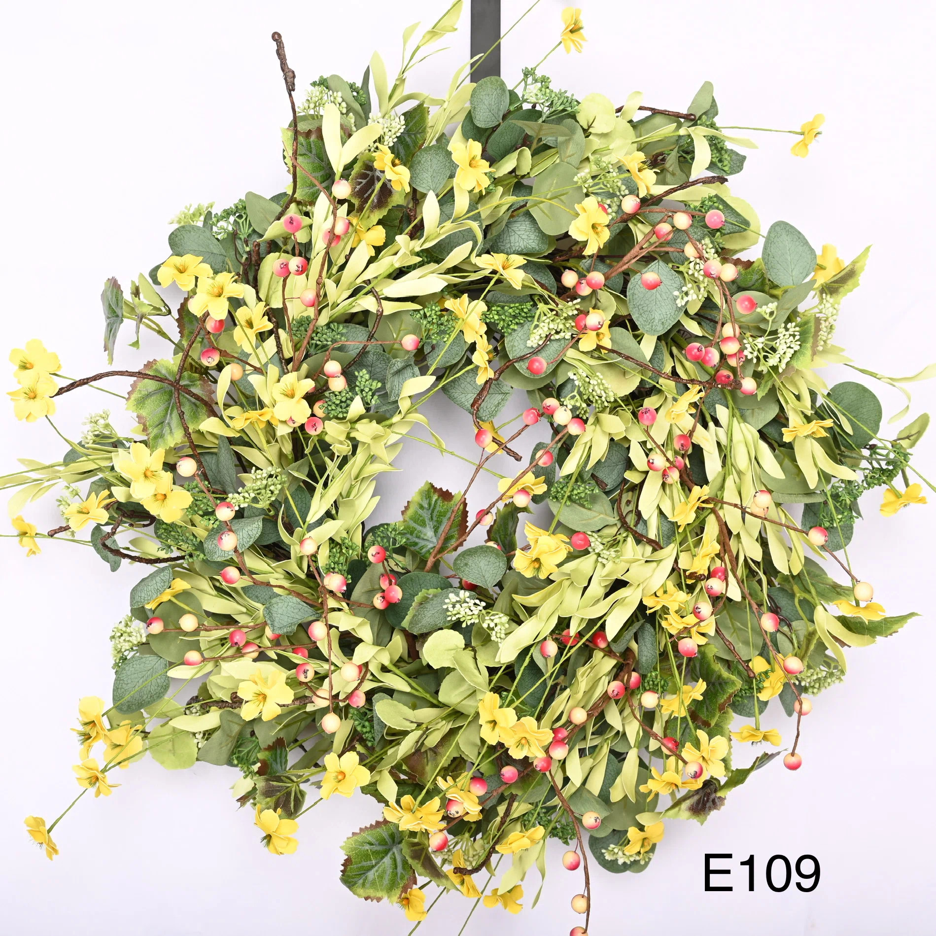 26" Spring Eucalyptus Daisy Berry Front Door Wreath | Wayfair North America