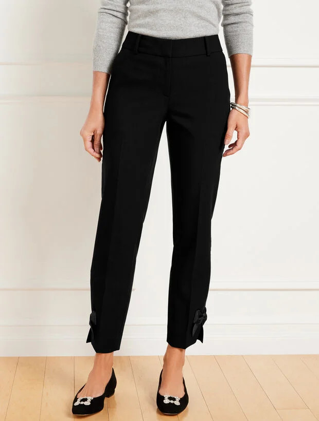 Talbots Hampshire Straight Ankle Pants - Double Cloth With Bow | Talbots