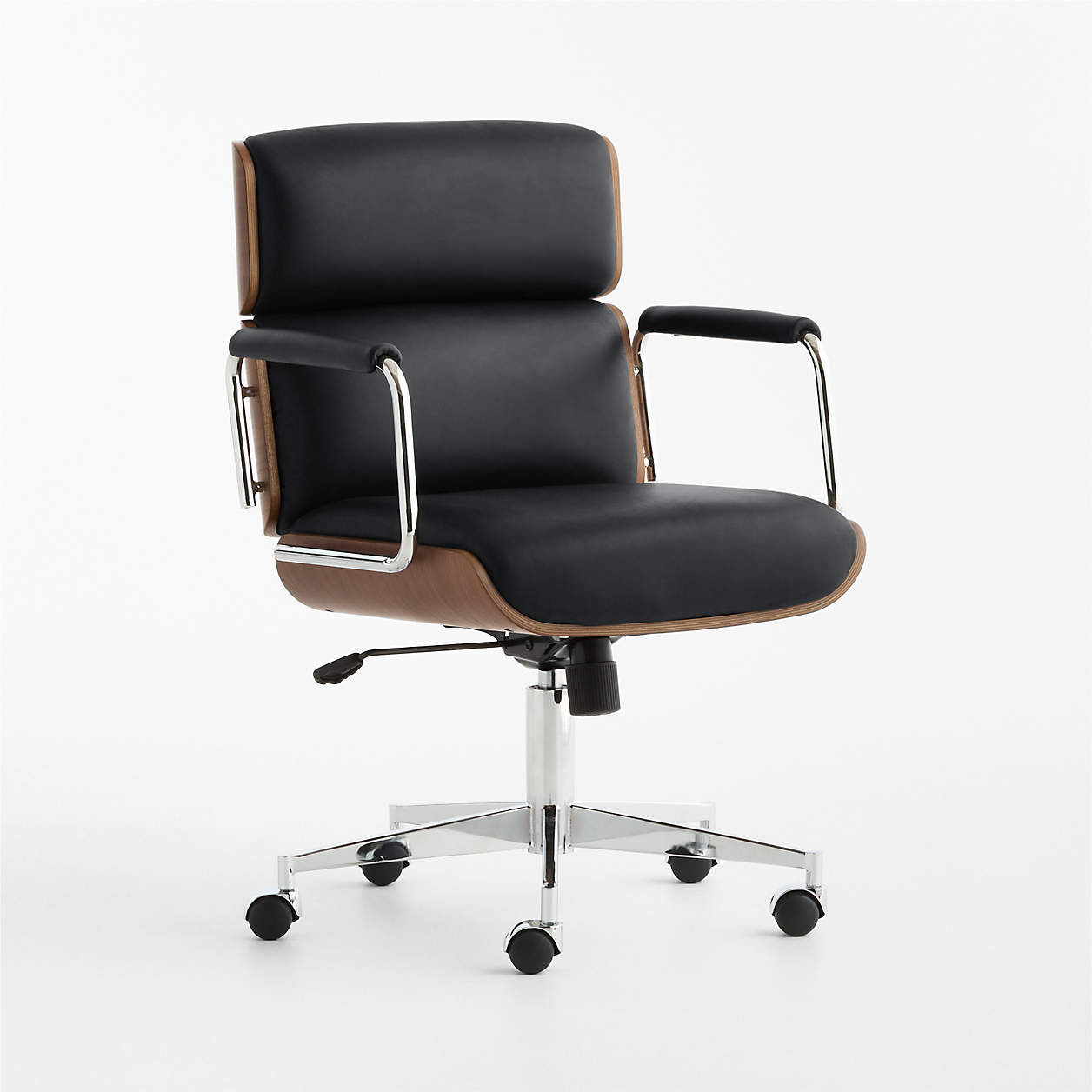 Palmer Leather and Wood Paneled Office Chair | Crate & Barrel | Crate & Barrel