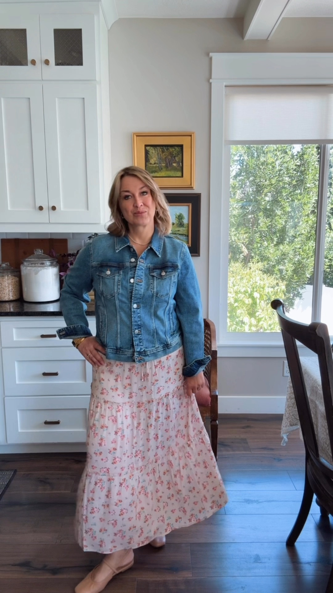 One skirt, three ways — and every look feels like a fresh favorite!
This floral tiered skirt from Walmart is giving major midsize summer style energy. I styled it with:

✨ A short sleeve knit sweater  for an easy everyday look
🧥 An Amazon denim jacket for a casual, comfy vibe
💙 A more structured J.Crew jean jacket for a polished finish
Each combo works perfectly for women over 40 who want feminine, affordable, and versatile outfits that actually fit and flatter.
Proof that one budget-friendly piece can go the distance — and still feel totally put-together.
🌸 Style tip: This is a great teacher outfit idea, brunch look, or summer-to-fall transitional outfit!
~~~~~~~~~~~~~~~~~~~~~~~~~~~

Walmart floral skirt, midsize fashion, women over 40 style, Target sweater, Amazon denim jacket, J.Crew jean jacket, summer to fall outfit, affordable outfit ideas, teacher outfit inspo, casual feminine style.