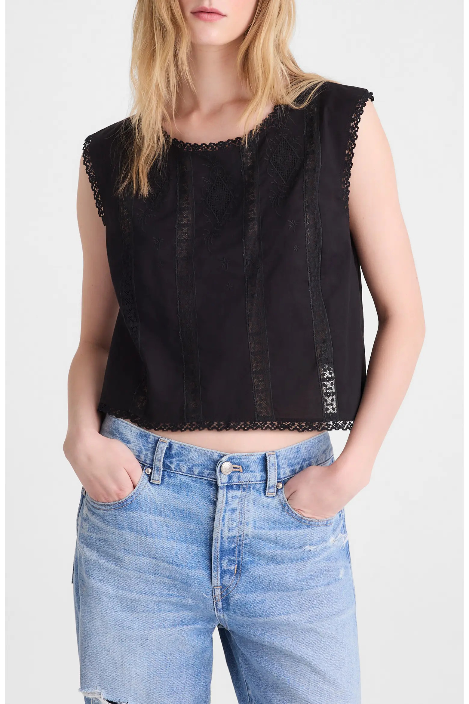 Embroidered Lace Insert Top (Women) | Nordstrom | Nordstrom