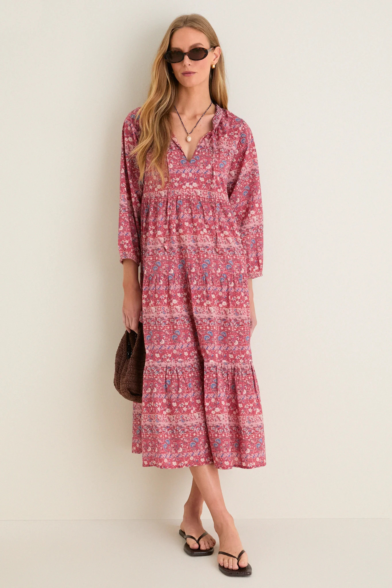 Americana Batik Stripe Long Sleeve Salty Paloma Caftan | Tuckernuck (US)