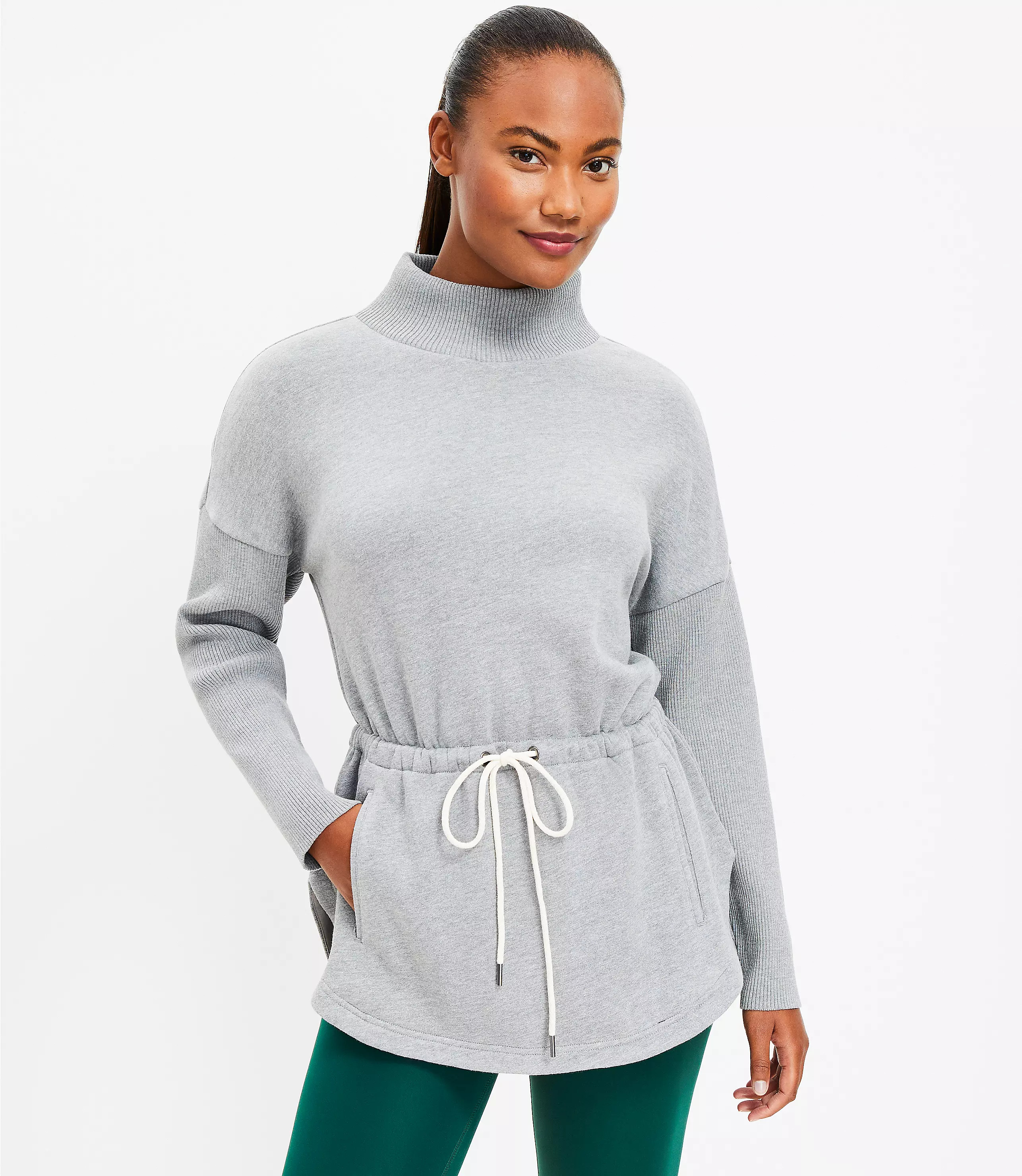 Lou & Grey Fluffy Fleece Drawstring Pocket Tunic Top | LOFT