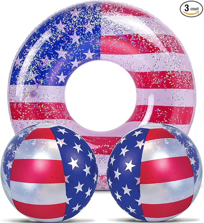 POZA Inflatable USA Pool Float - Luxurious Fun Lounger Filled with Sparkle Silver Stars Confetti,... | Amazon (US)