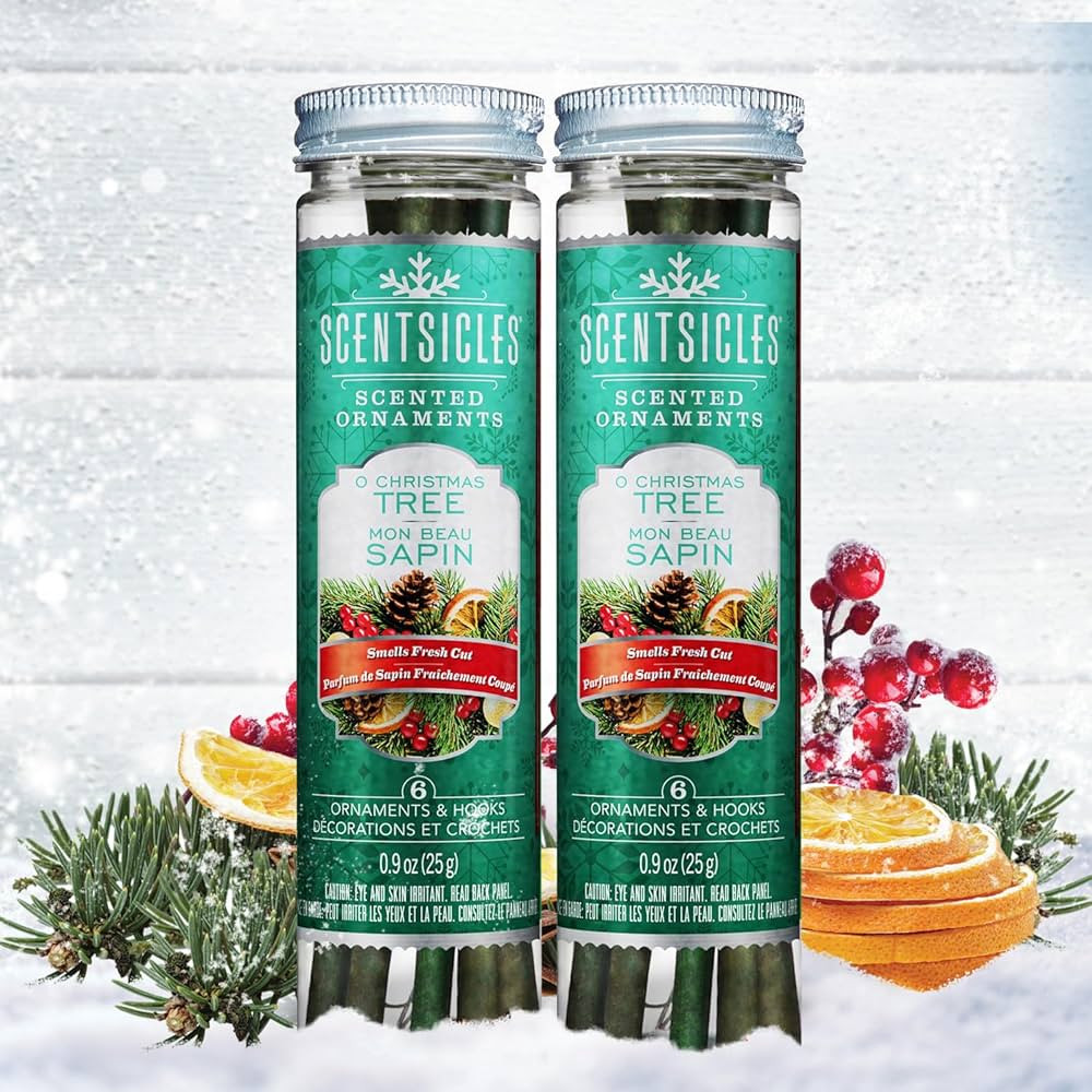 Scentsicles O Christmas Tree Scented Ornaments with Hooks - 2 Bottles (12 Sticks Total) | Amazon (US)