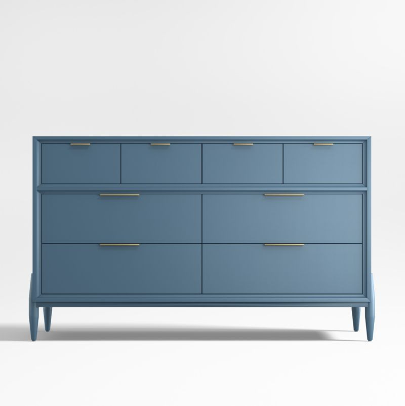 Bodie Blue Wood Wide 8-Drawer Kids Dresser + Reviews | Crate & Kids | Crate & Barrel
