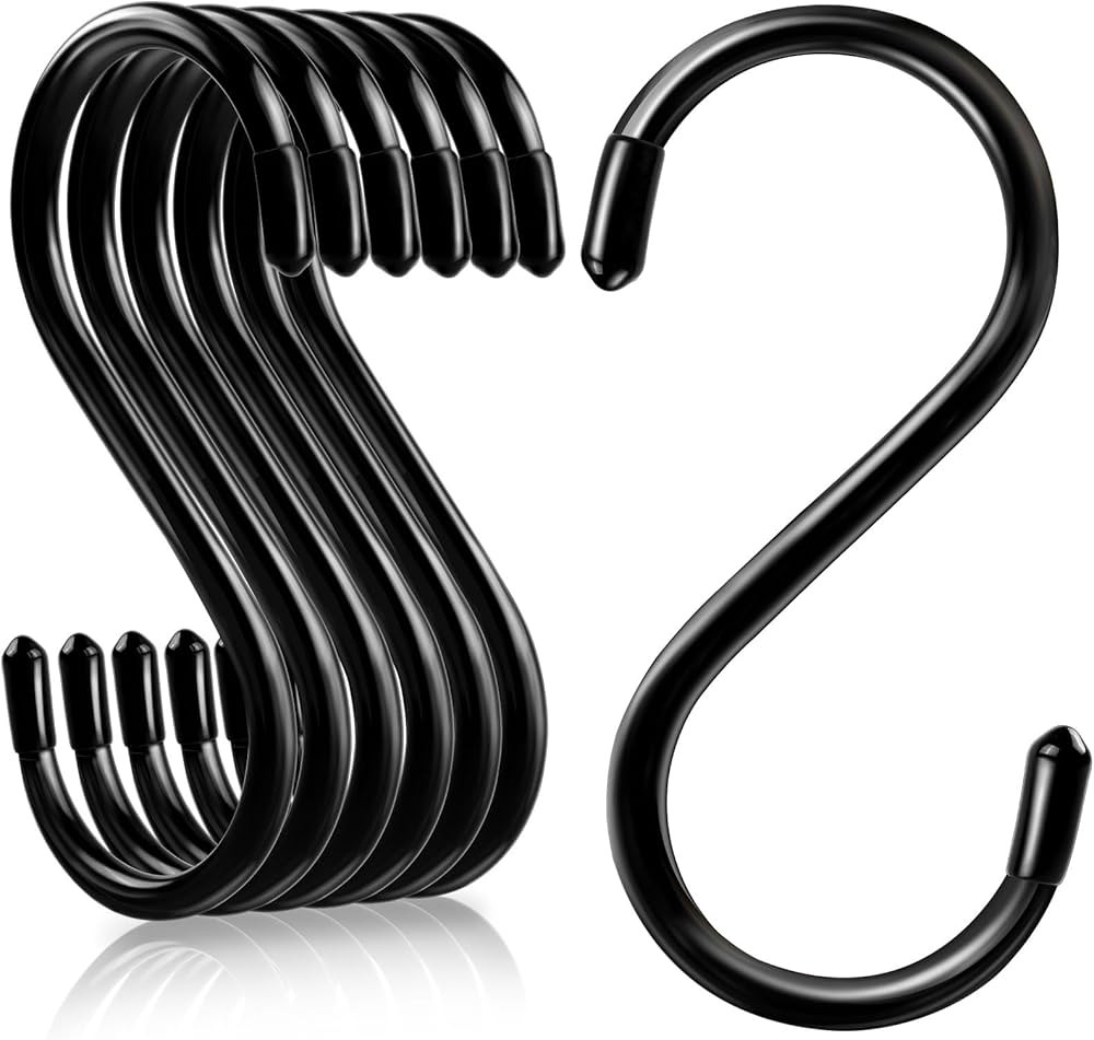 5 Inch S Hooks, Large S Hooks for Hanging Heavy Duty, Vinyl Coated S Hooks 6 Pack Sturdy Non Slip... | Amazon (US)