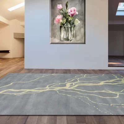 Risley Abstract Handmade Tufted Wool Grey Area Rug | Wayfair North America