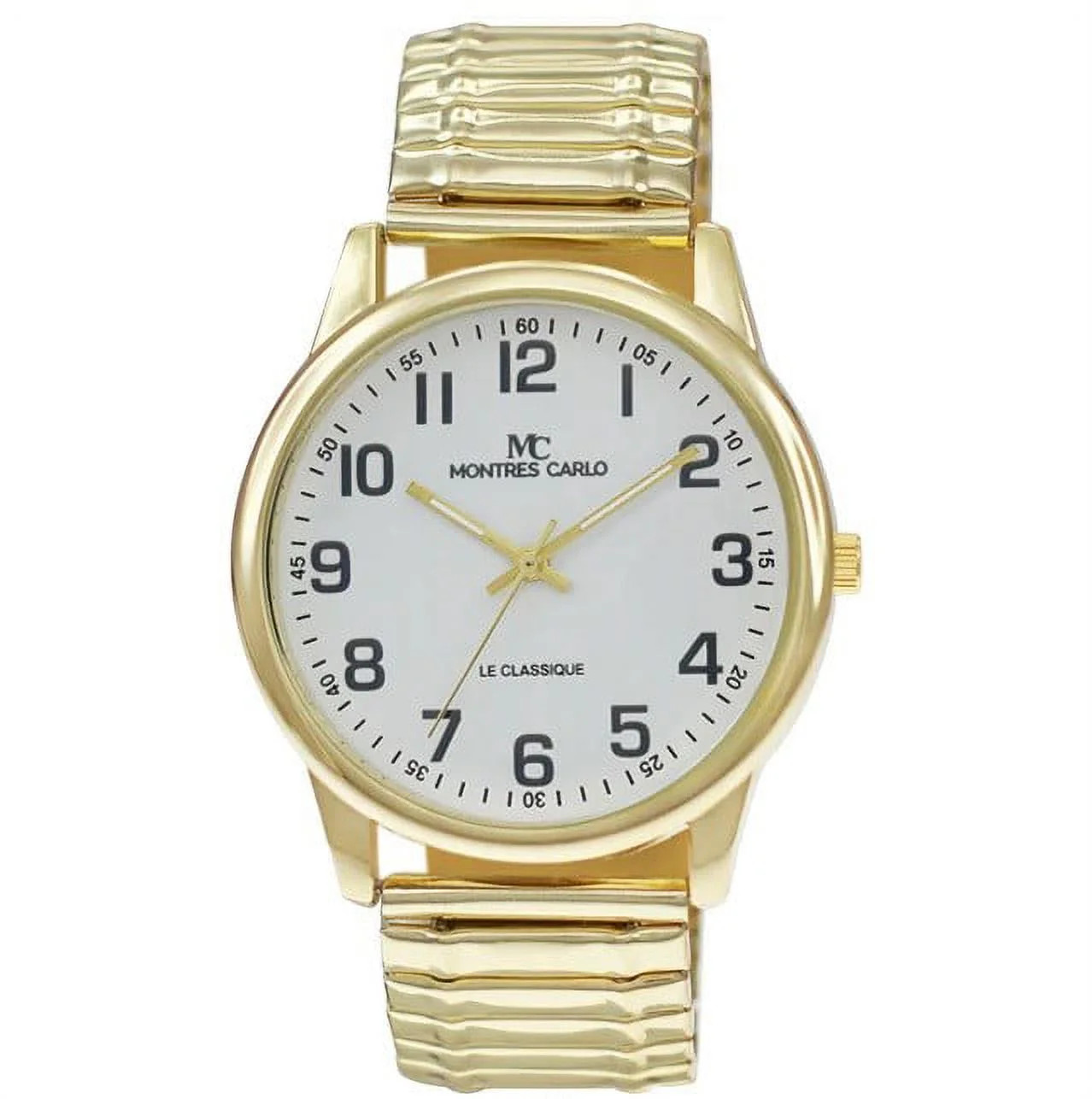 39mm Montres Carlo Fashion Luxury Sport Dress Wrist Men's Flex Band Quartz Watch (Gold/White) | Walmart (US)