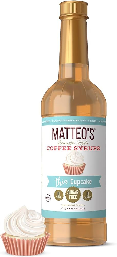 Matteo's Barista Style Sugar-Free Coffee Syrup, Cupcake Flavor, Zero Calories and Sugar, Keto Fri... | Amazon (US)