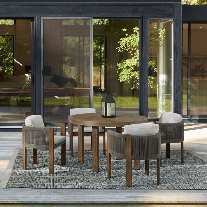 Portside Outdoor Round Dining Table (48"–60") & Porto Chairs Set | West Elm (US)