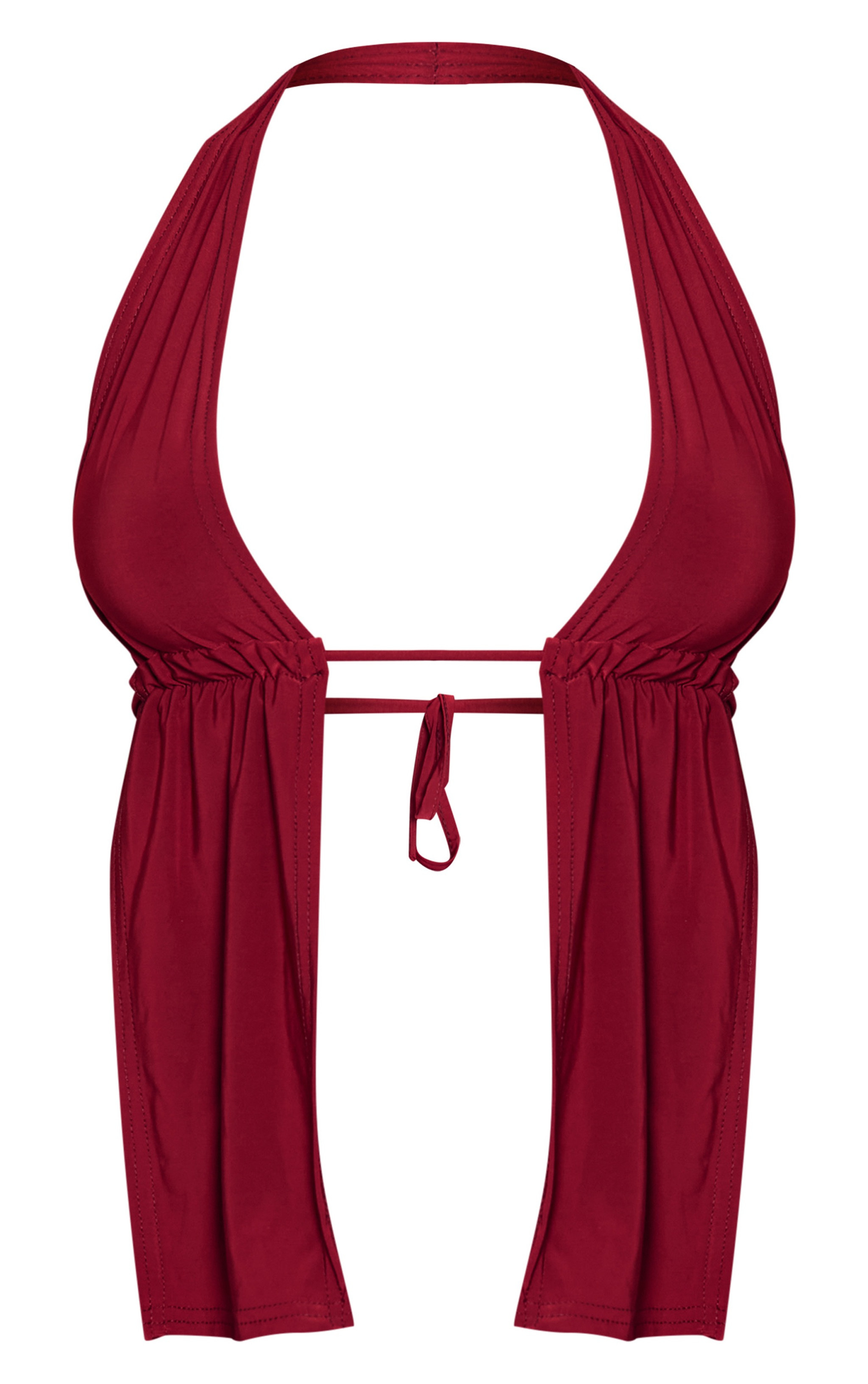 Dark Red Slinky Halterneck Longline Bralet | PrettyLittleThing UK