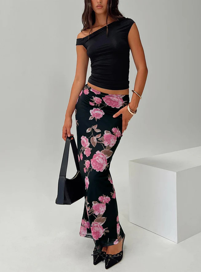 Modalla Maxi Skirt Black Floral | Princess Polly US
