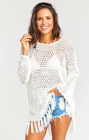 Paula Fringe Pullover ~ White Crochet | Show Me Your Mumu