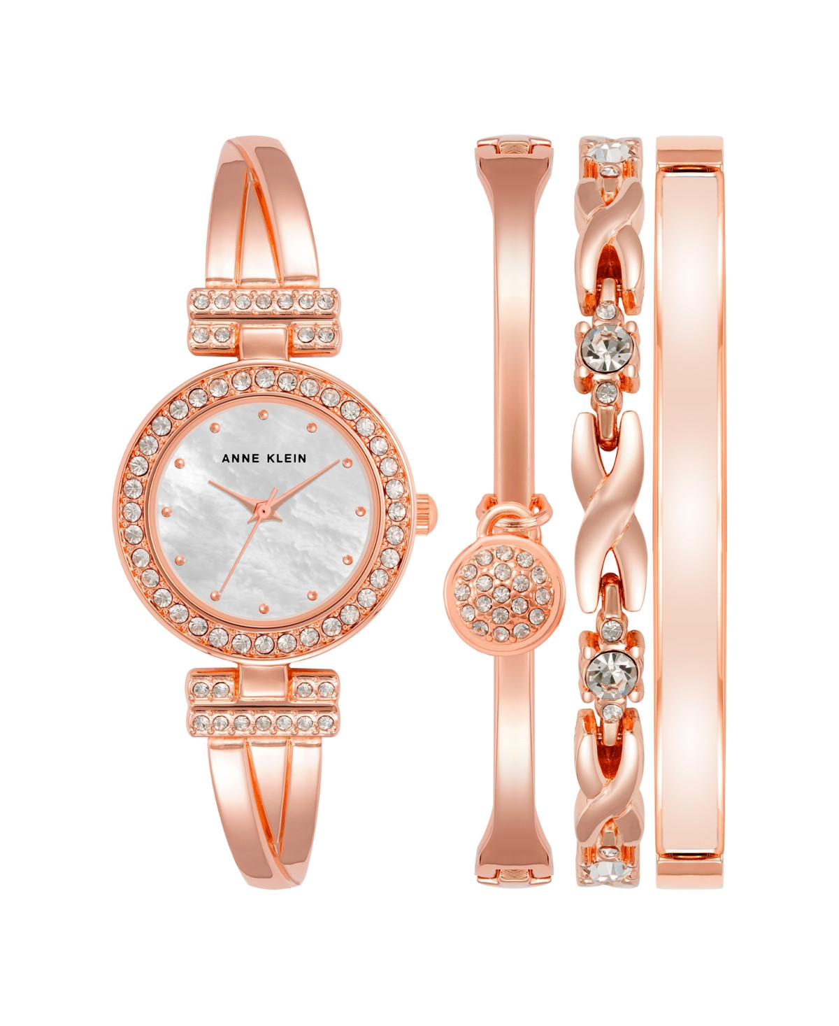 Anne Klein Women's Quartz Rose Gold-Tone Metal Alloy Bangle Watch Set, 24mm - Rose gold | Macy's
