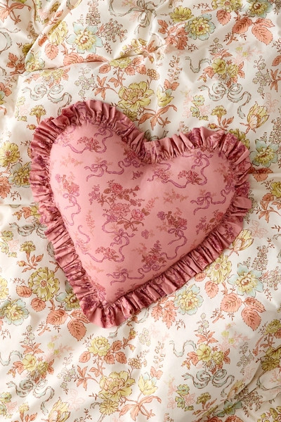 Ruffle Heart Cotton Throw Pillow | Urban Outfitters (US and RoW)