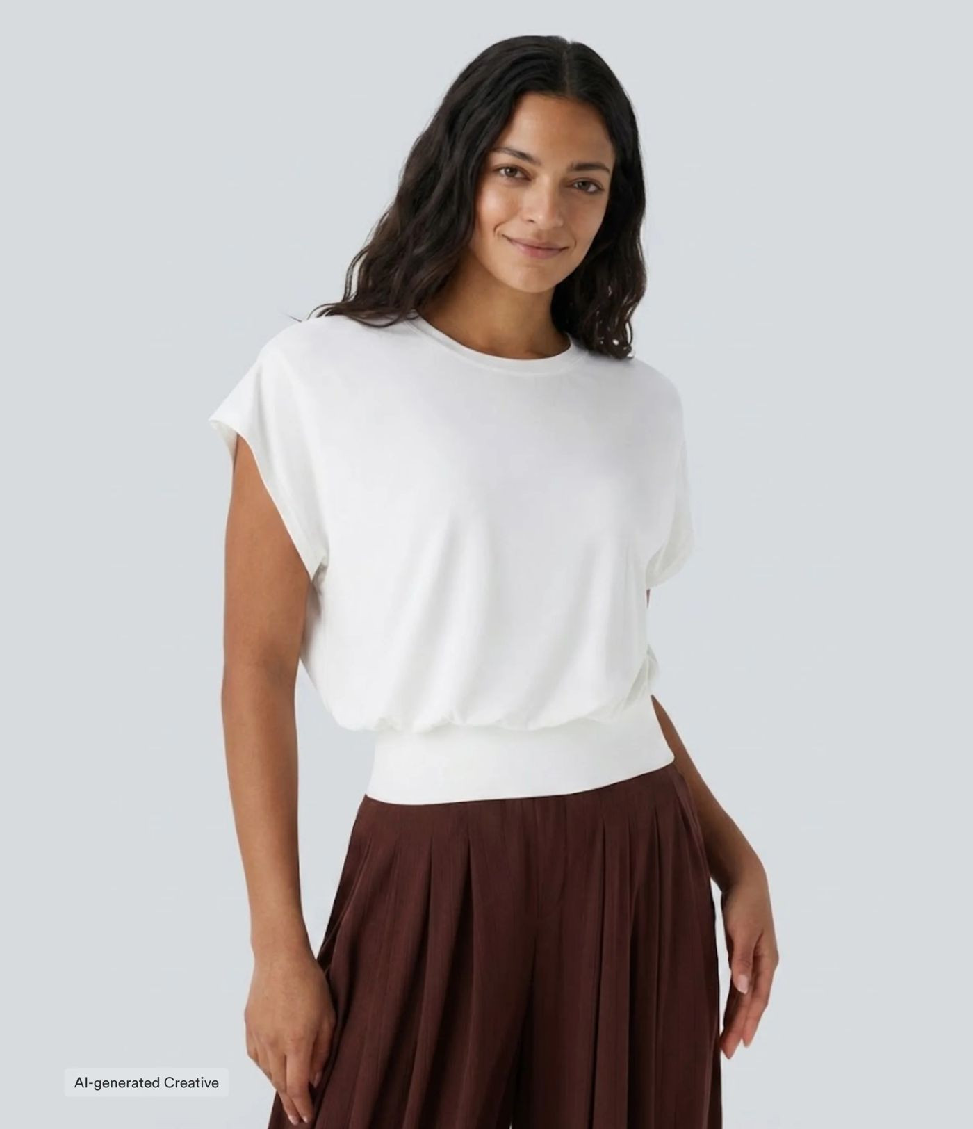 Women\u2019s Round Neck Short Batwing Sleeve Work T-Shirt - Halara | HALARA