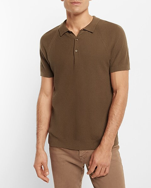 Textured Knit Raglan Sweater Polo | Express