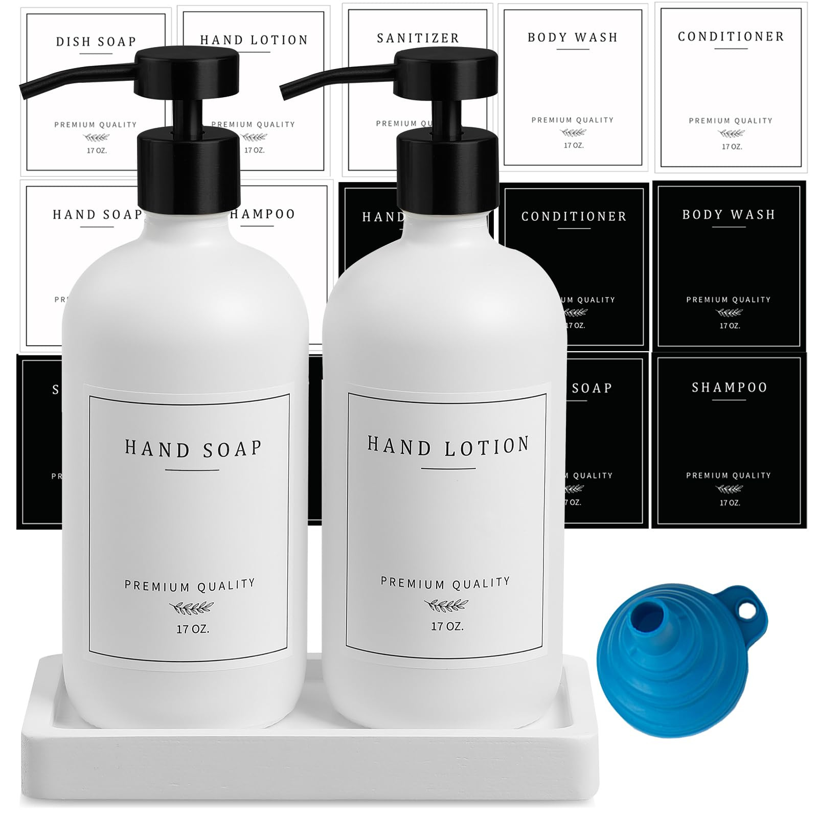 Kitchen Soap Dispenser - Hand and Dish Soap Dispenser Set, Glass Soap and Lotion Dispenser with P... | Amazon (US)