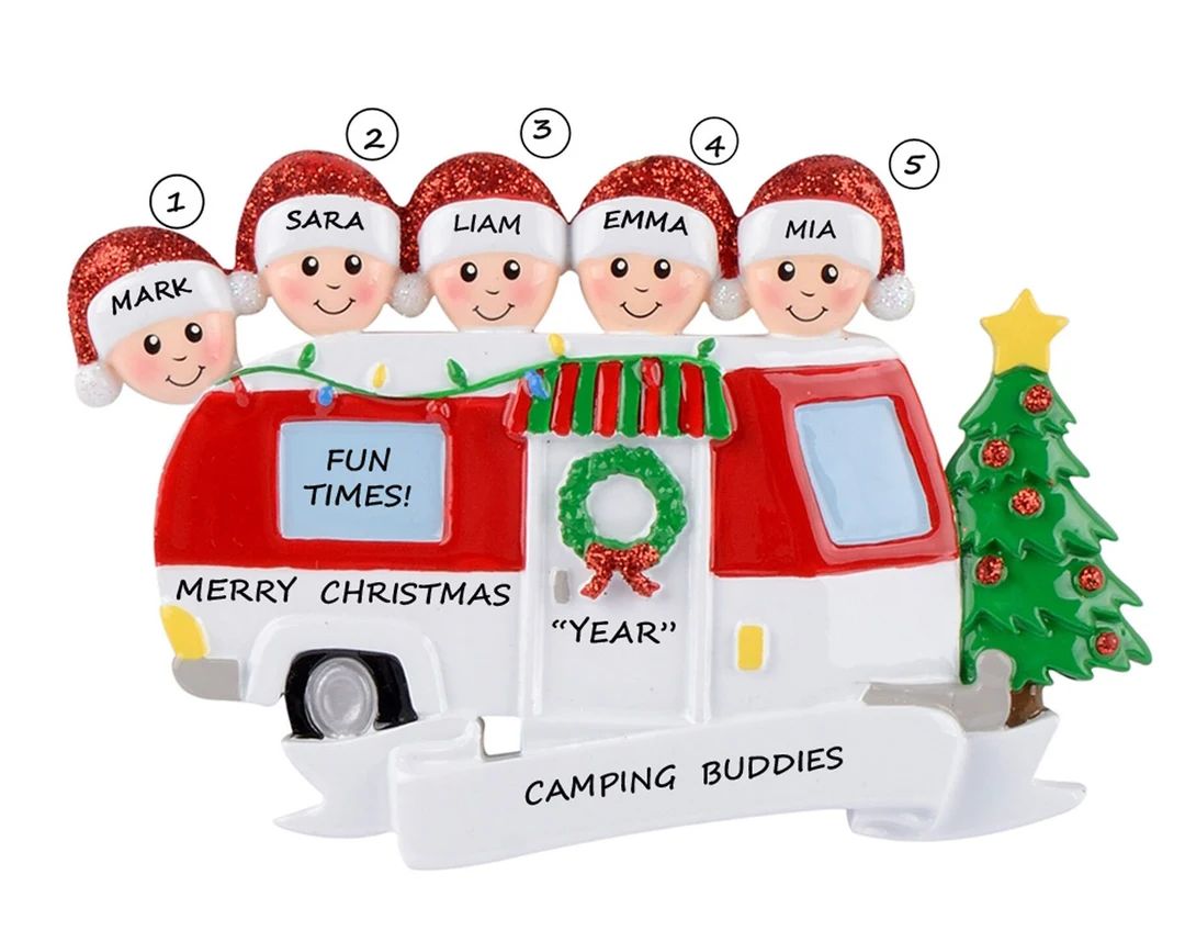 Personalized Family of 5 RVing Christmas Ornament - Happy Campers 5 People 5th Wheel Vacation Per... | Etsy (US)