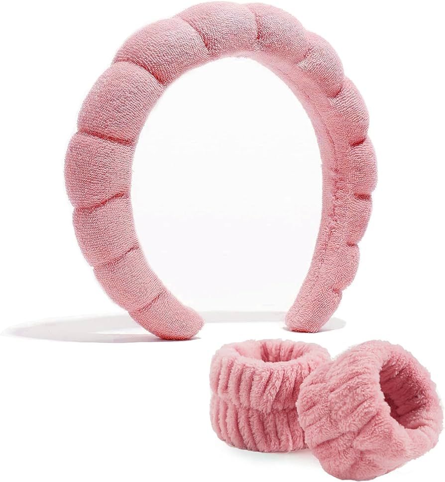 Ayesha Spa Headband and Wristband Set for Skincare Washing Face Terry Cloth Wrist Towels Head Ban... | Amazon (US)