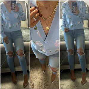 New🩷Soft blue floral cardigan | Poshmark