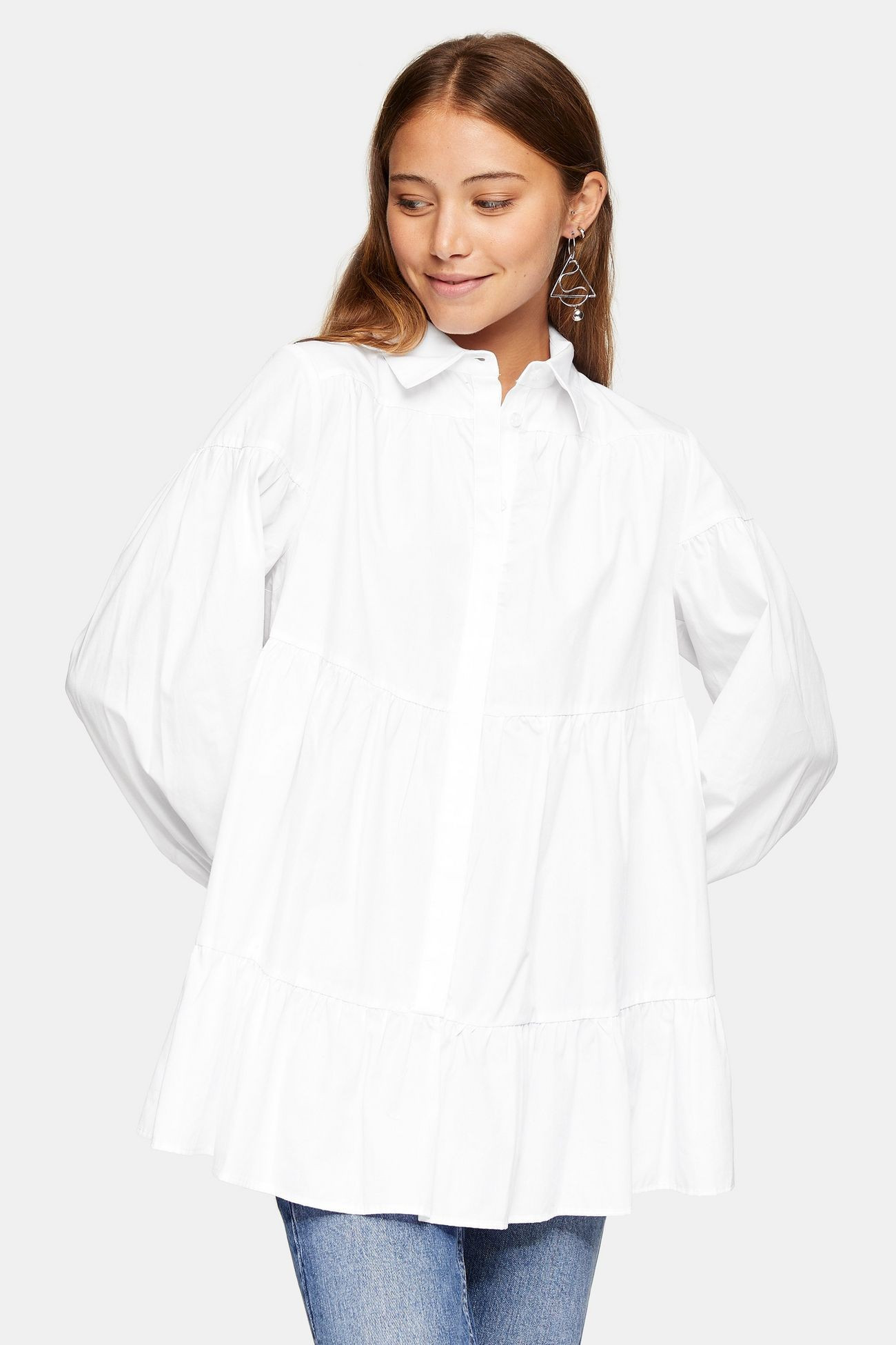 Ivory Poplin Tiered Shirt | Topshop UK