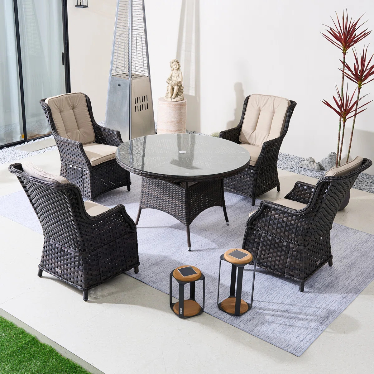 Round Outdoor Dining Set With Cushions | Wayfair North America