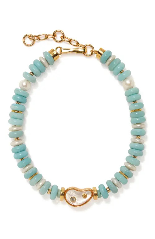 Lizzie Fortunato Goddess Beaded Collar Necklace in Aqua at Nordstrom | Nordstrom