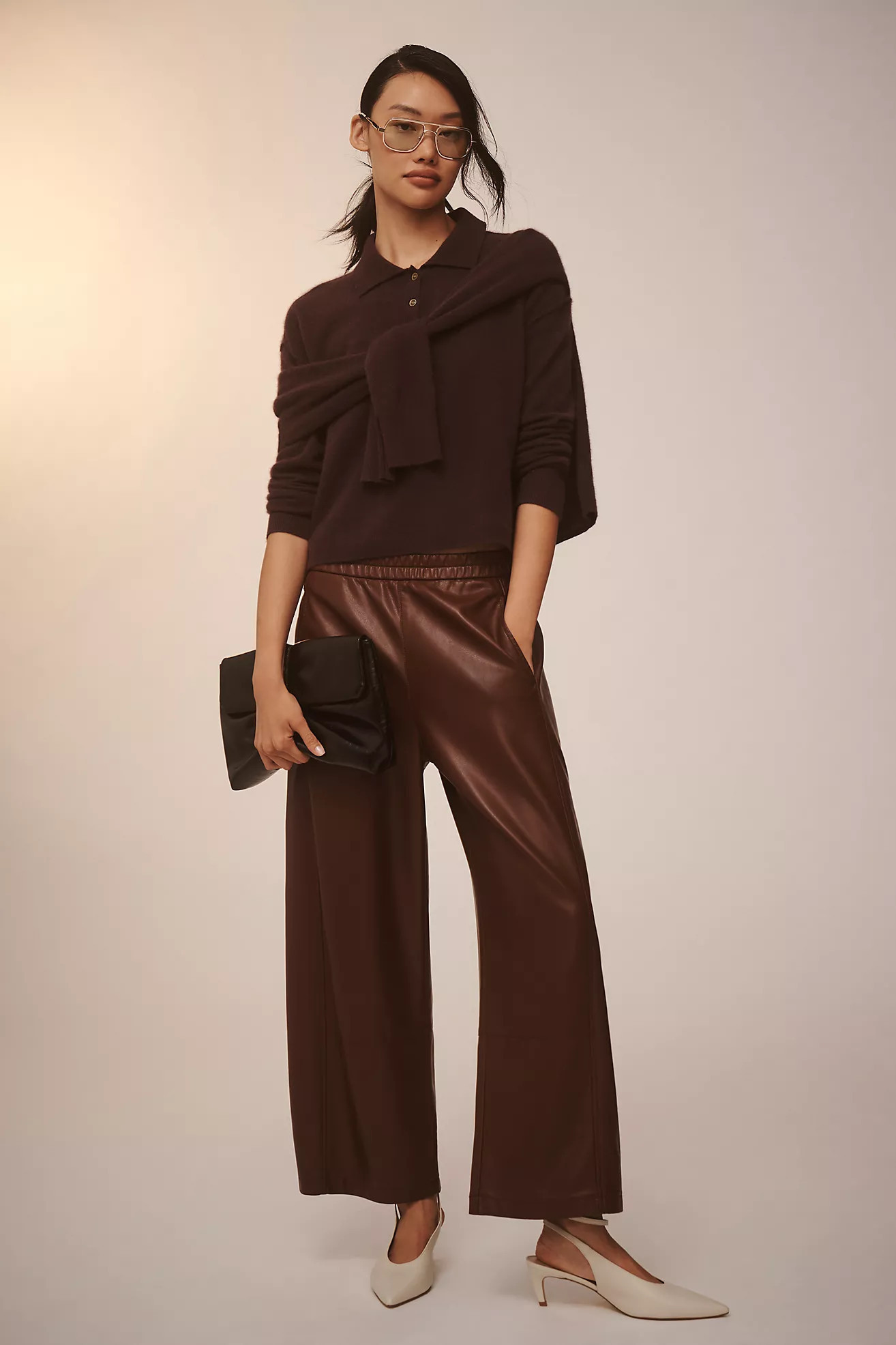 The Izzie Relaxed Pull-On Barrel Pants by Pilcro: Faux Leather Edition | Anthropologie (US)